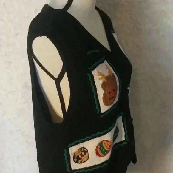 Bryn Connelly Christmas Ugly Knit Sweater Vest Women’s Holiday Grandma Core - Picture 5 of 8